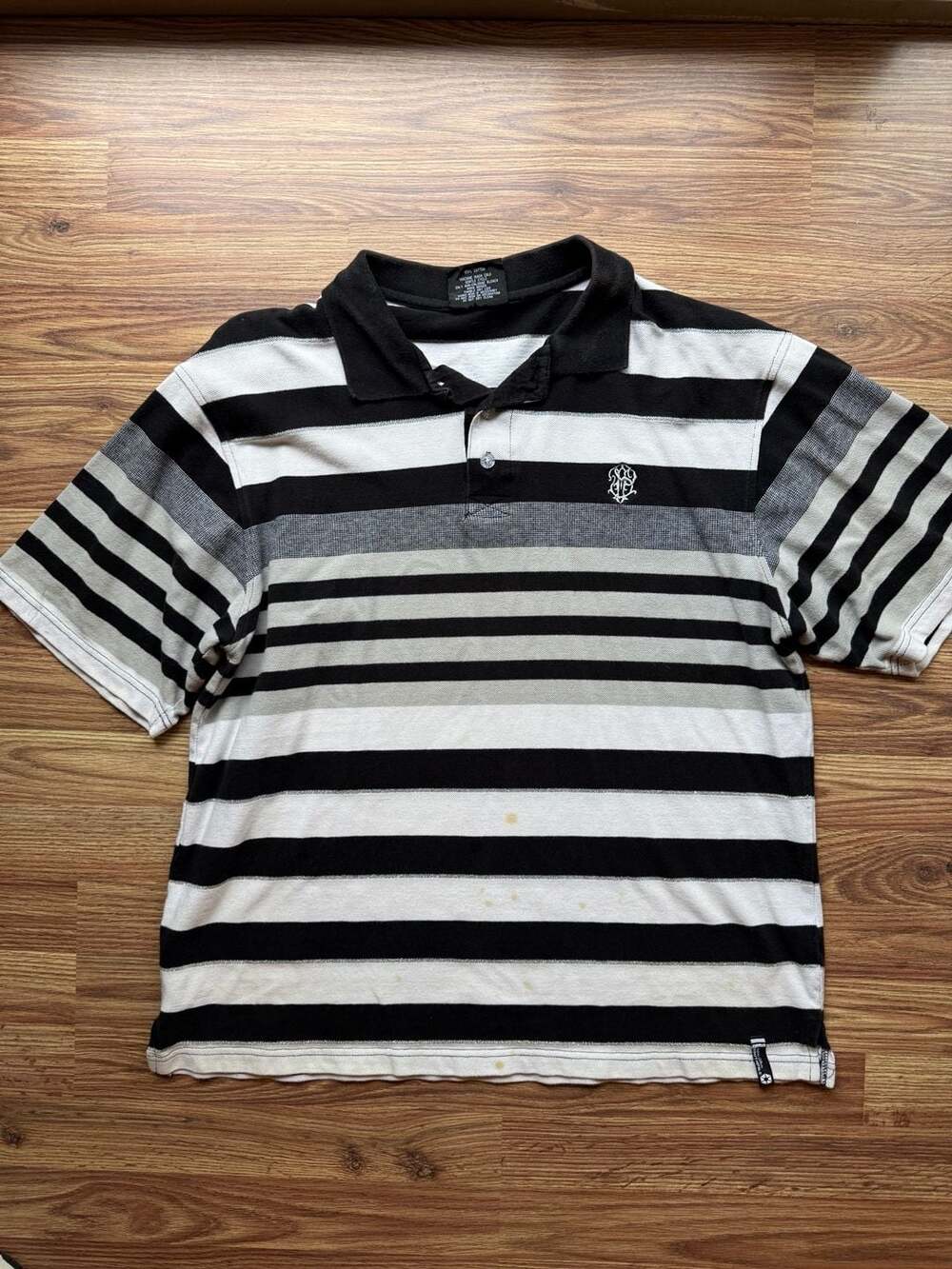 Southpole Authentic Collection Striped Polo Shirt Men's XXL Black White Gray